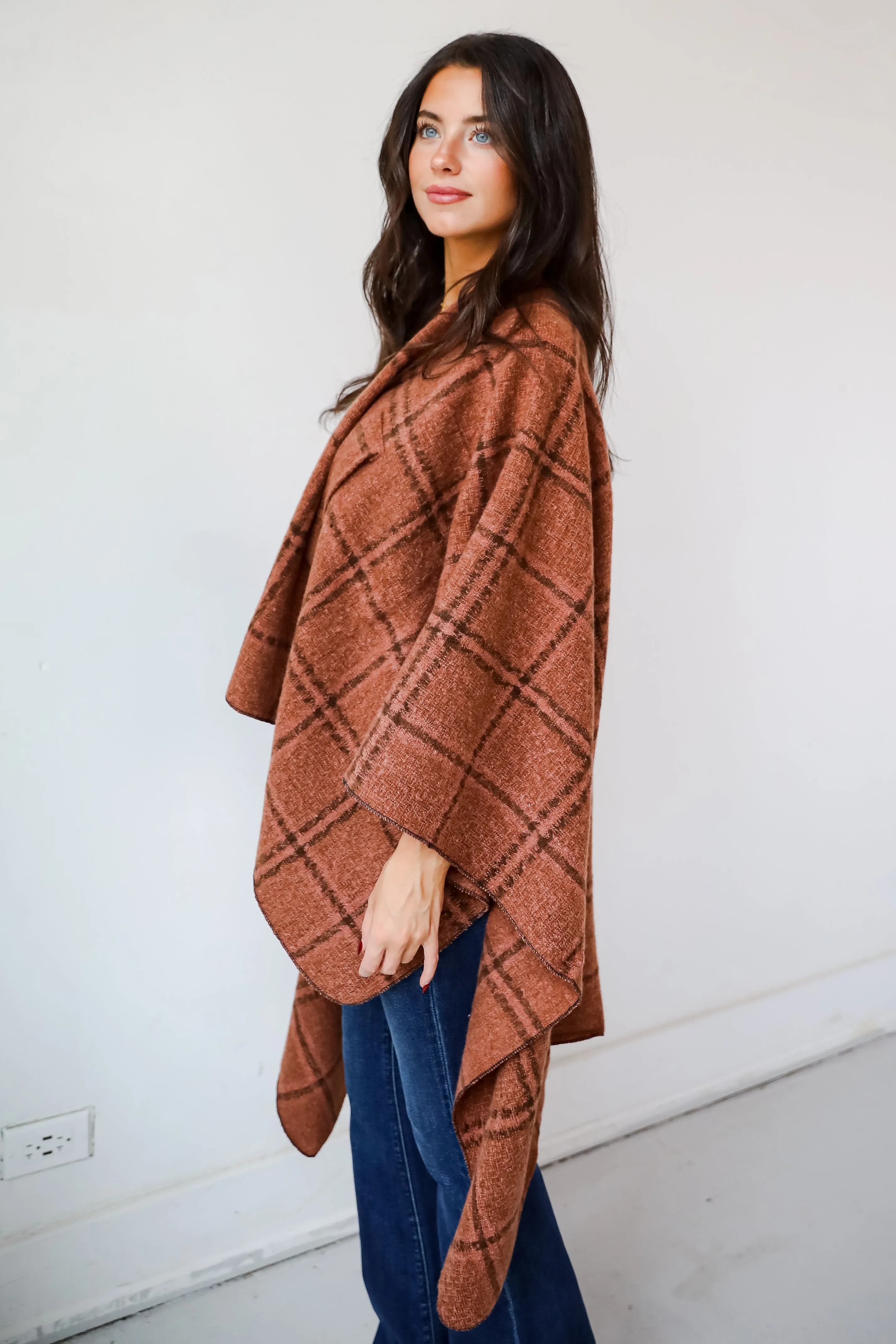 Cozy Success Rust Plaid Shawl - DOORBUSTER