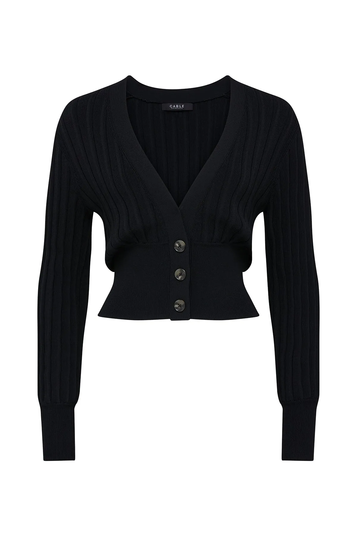 Crepe Pleat Cardigan - Black