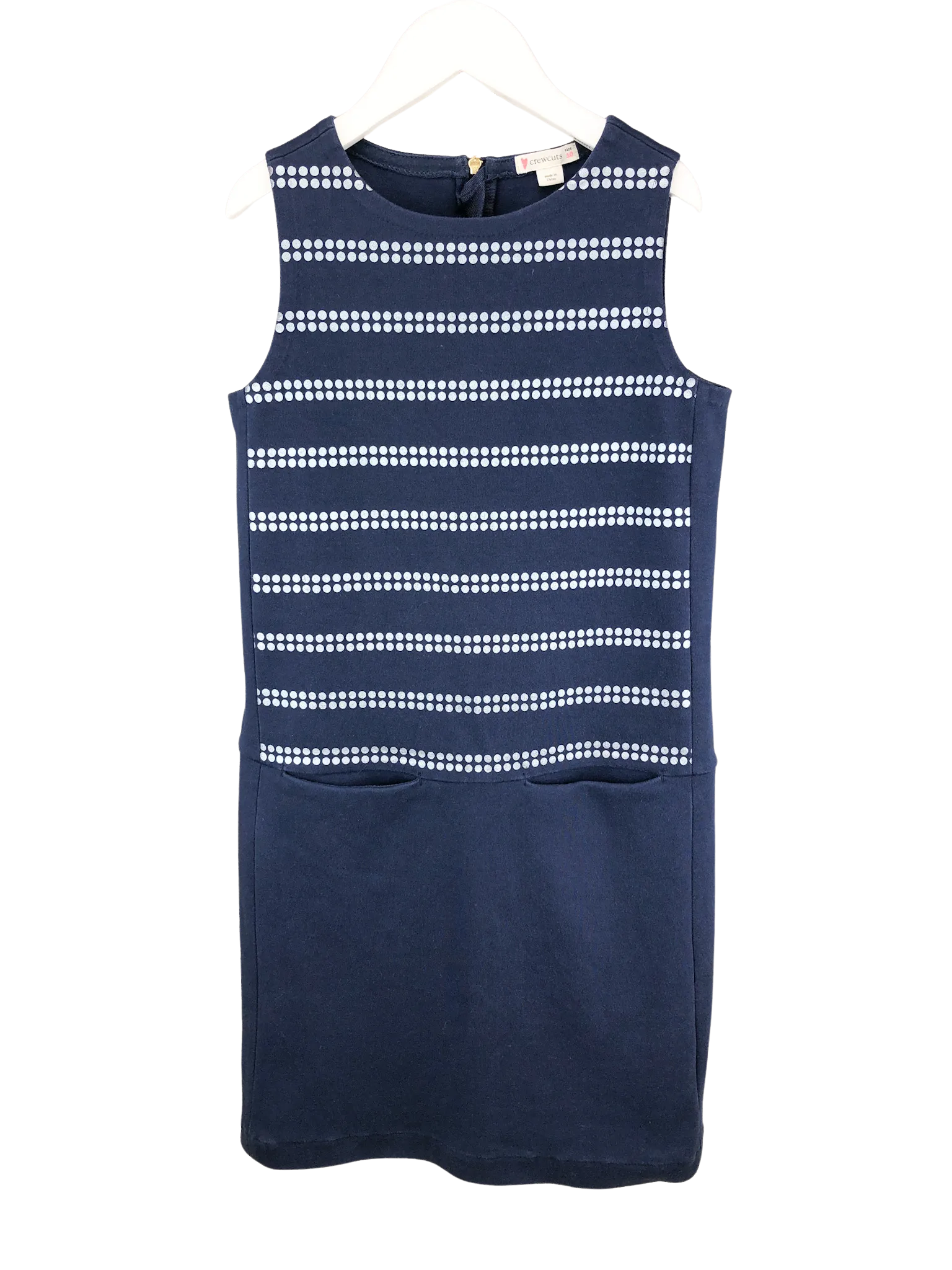 Crewcuts, Girls' Silver Dot Print Knit Dress, Navy/Silver, Size 10