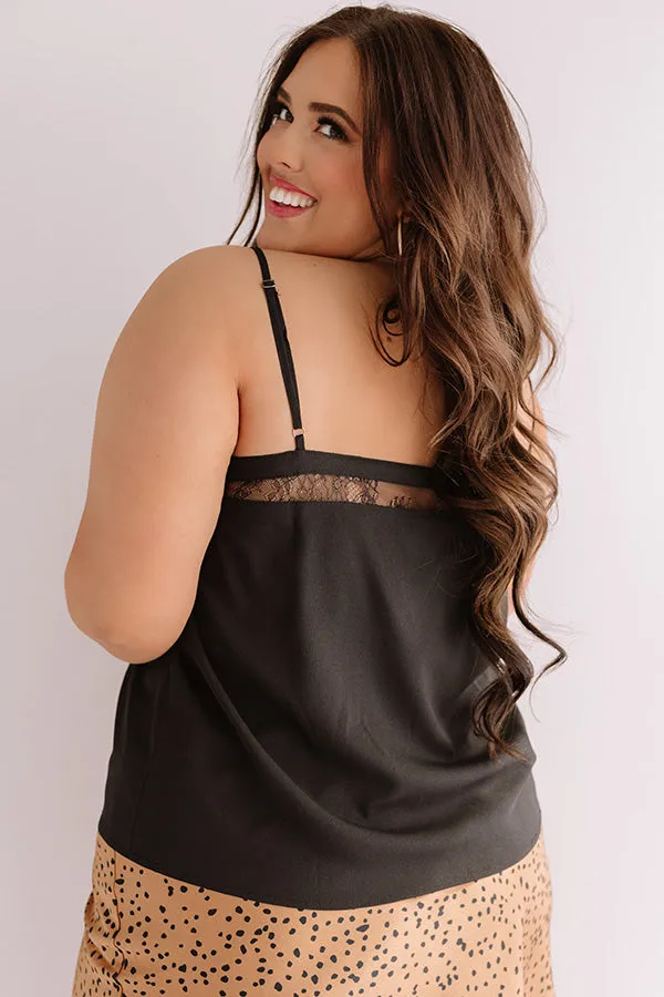 Croissants And Kisses Lace Tank In Black Curves