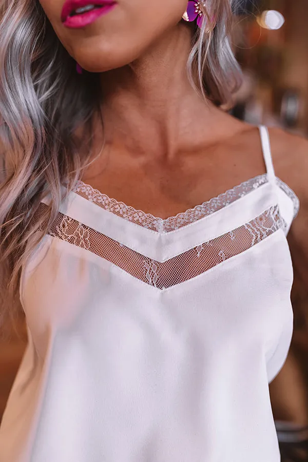 Croissants And Kisses Lace Tank In White