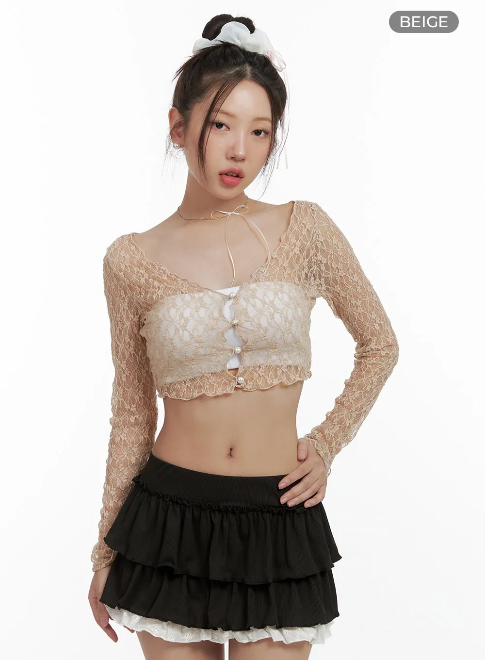 Crop See-Through Cardigan OL402