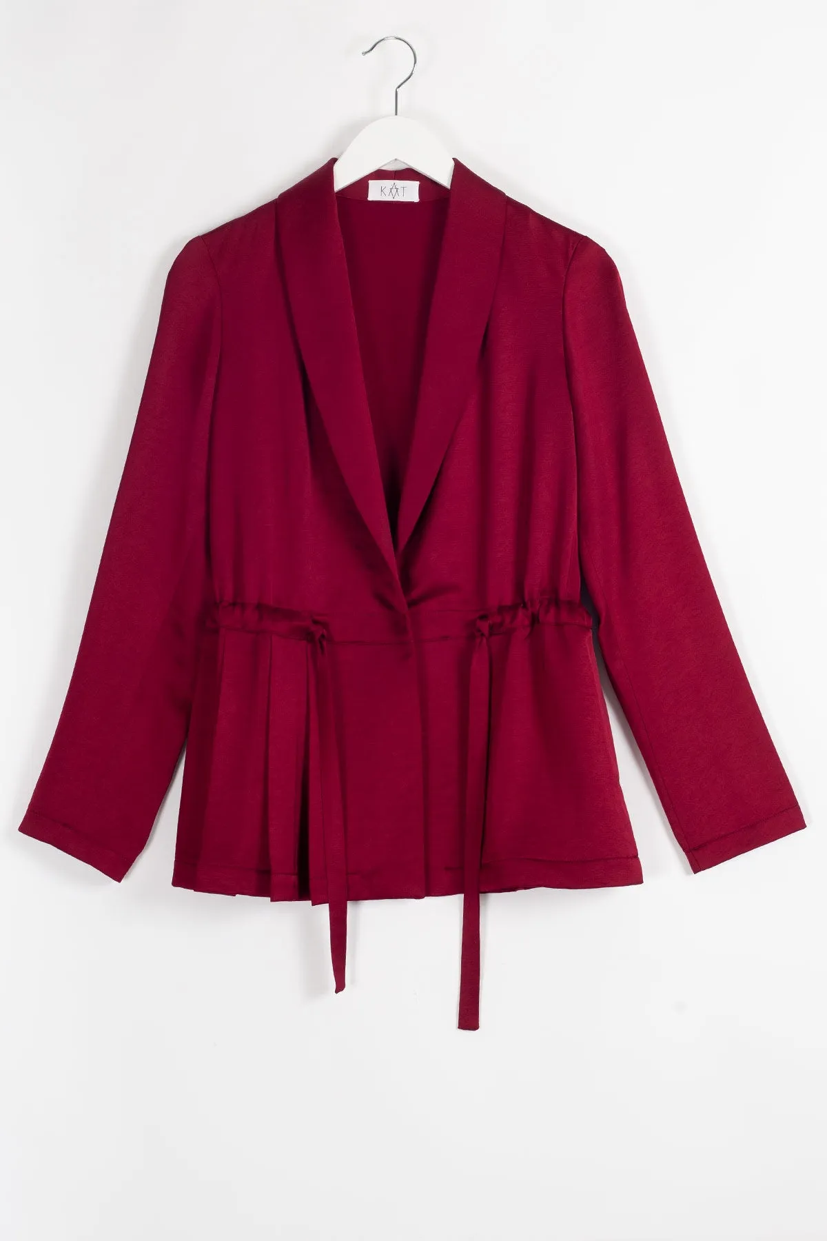 CURDIE Viscose Pleated Jacket - Burgundy