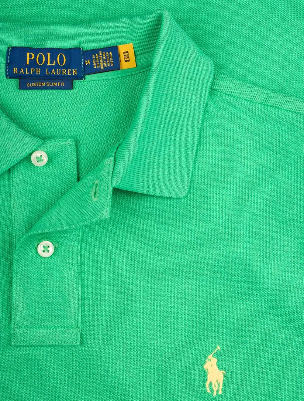 Custom Slim Fit Mesh Polo Shirt Green Ash