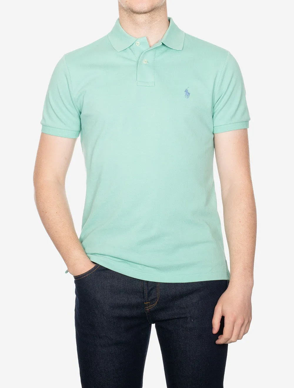 Custom Slim Fit Mesh Polo Shirt Green