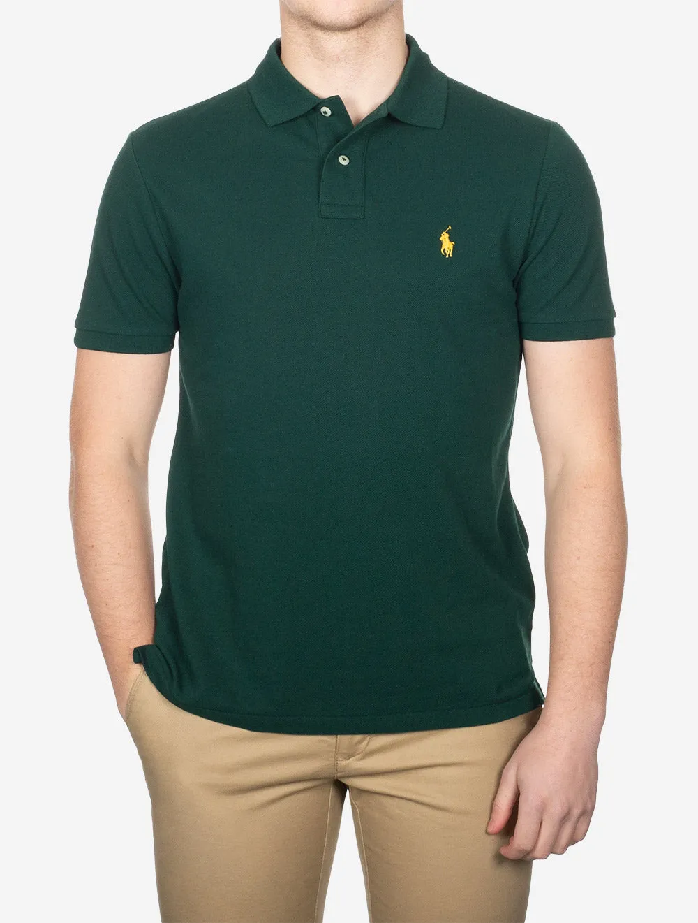 Custom Slim Fit Mesh Polo Shirt Lush Green