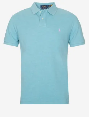 Custom Slim Fit Mesh Polo Shirt Turquoise