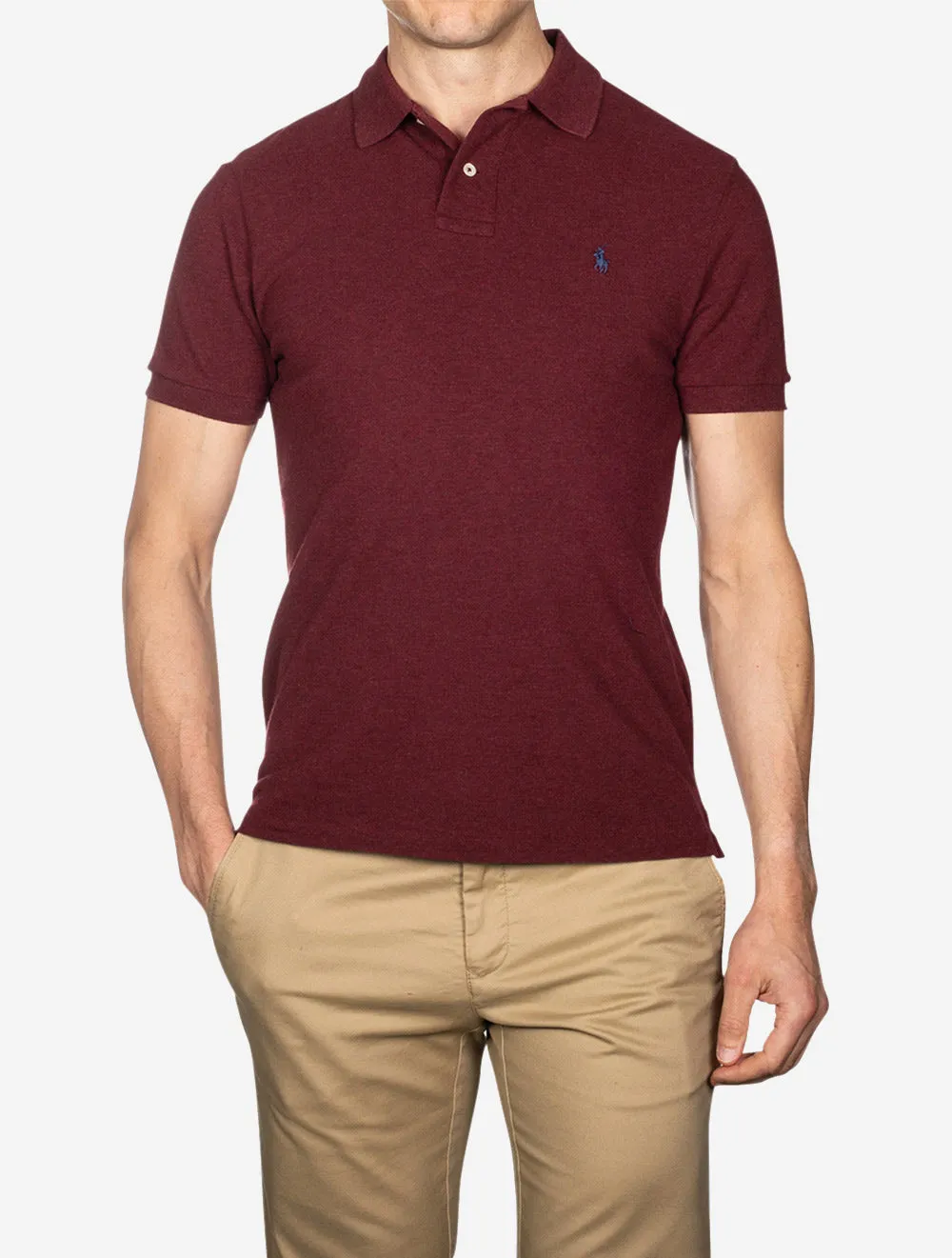 Custom Slim Fit Mesh Polo Shirt Wine