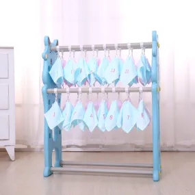 Cute Cattle 4-Tier Clothes Drying Organizer Stand Hanger with 40 Hook.(Blue)