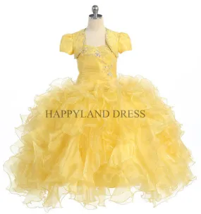 D106CR Rhinestone Organza Ruffle Dress (4 Diff. Colors)