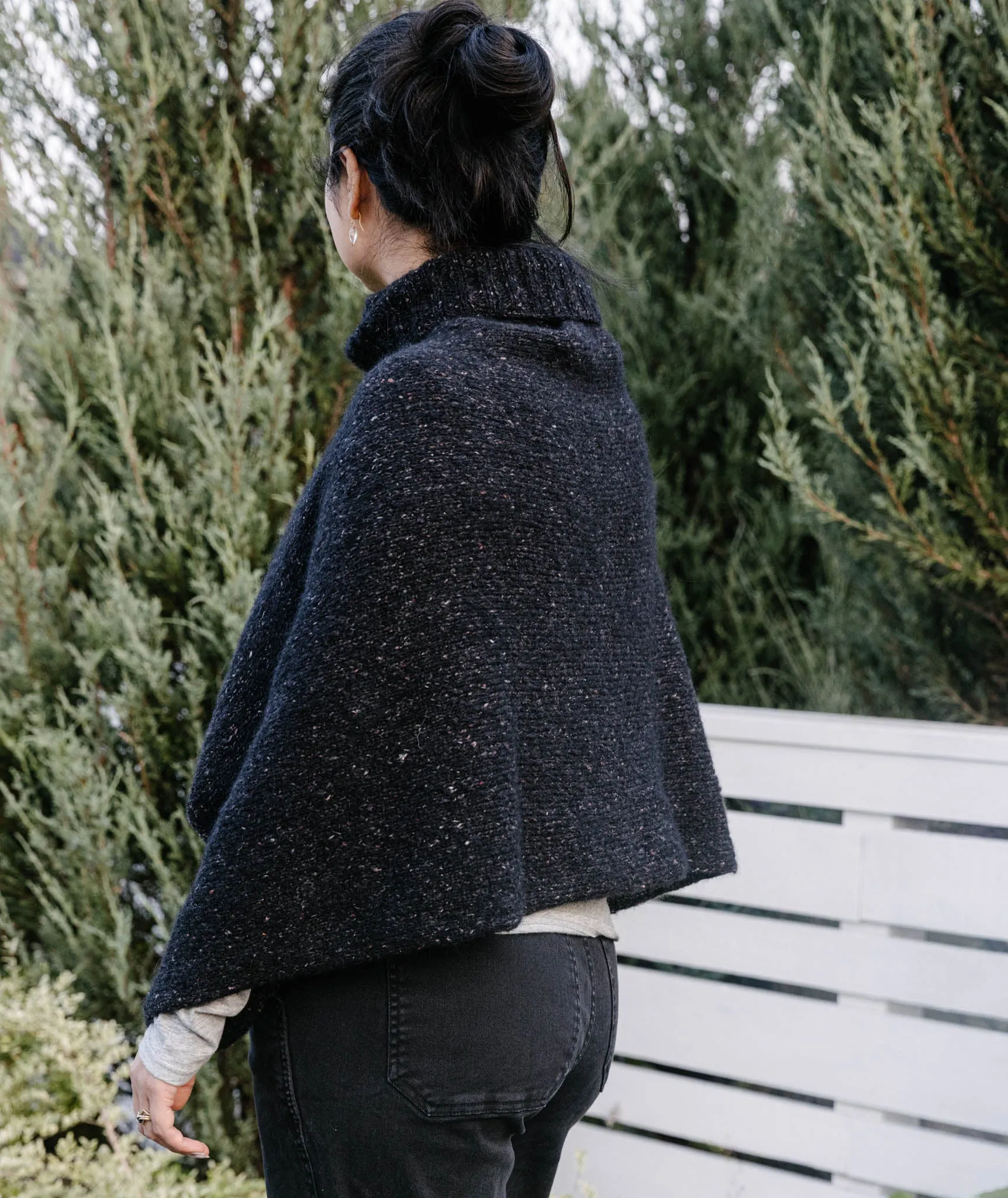 Easy Folded Poncho: Ribbed Cowl Version Using Rowan Fine Tweed Haze