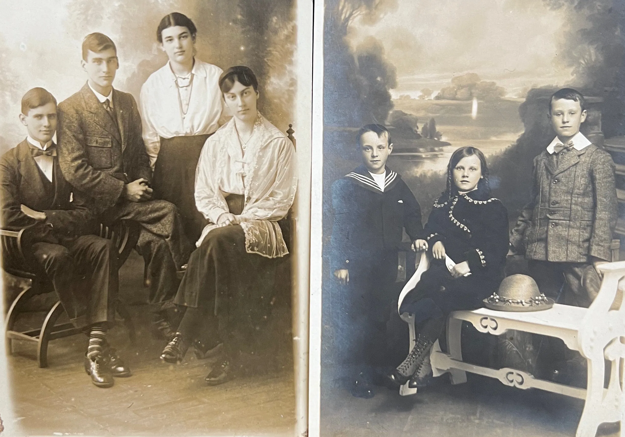 Edwardian Siblings  - 2 Studio Photos  (C25)