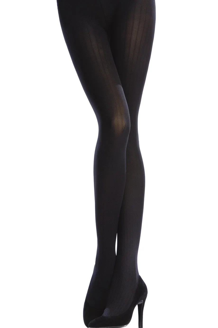 EMILIO CAVALLINI VERTICAL STRIPES Brown Opaque Tights