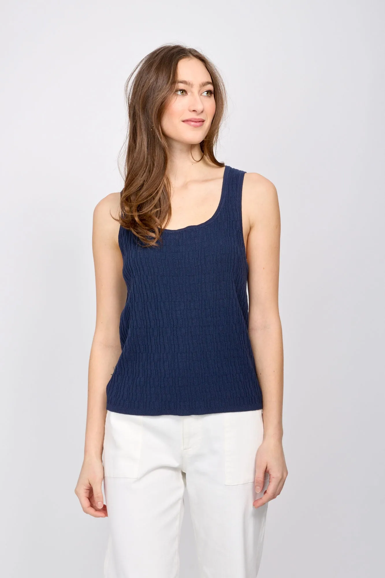 EMPROVED Square Neck Knit Tank in Deep Ocean