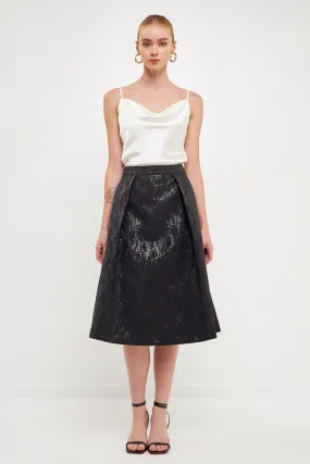 Endless Rose - Metallic Jacquard Flare Midi Skirt