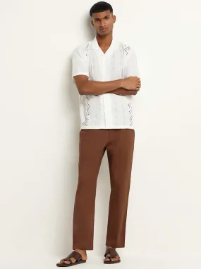 ETA Brown Mid-Rise Cotton Slim Fit Chinos