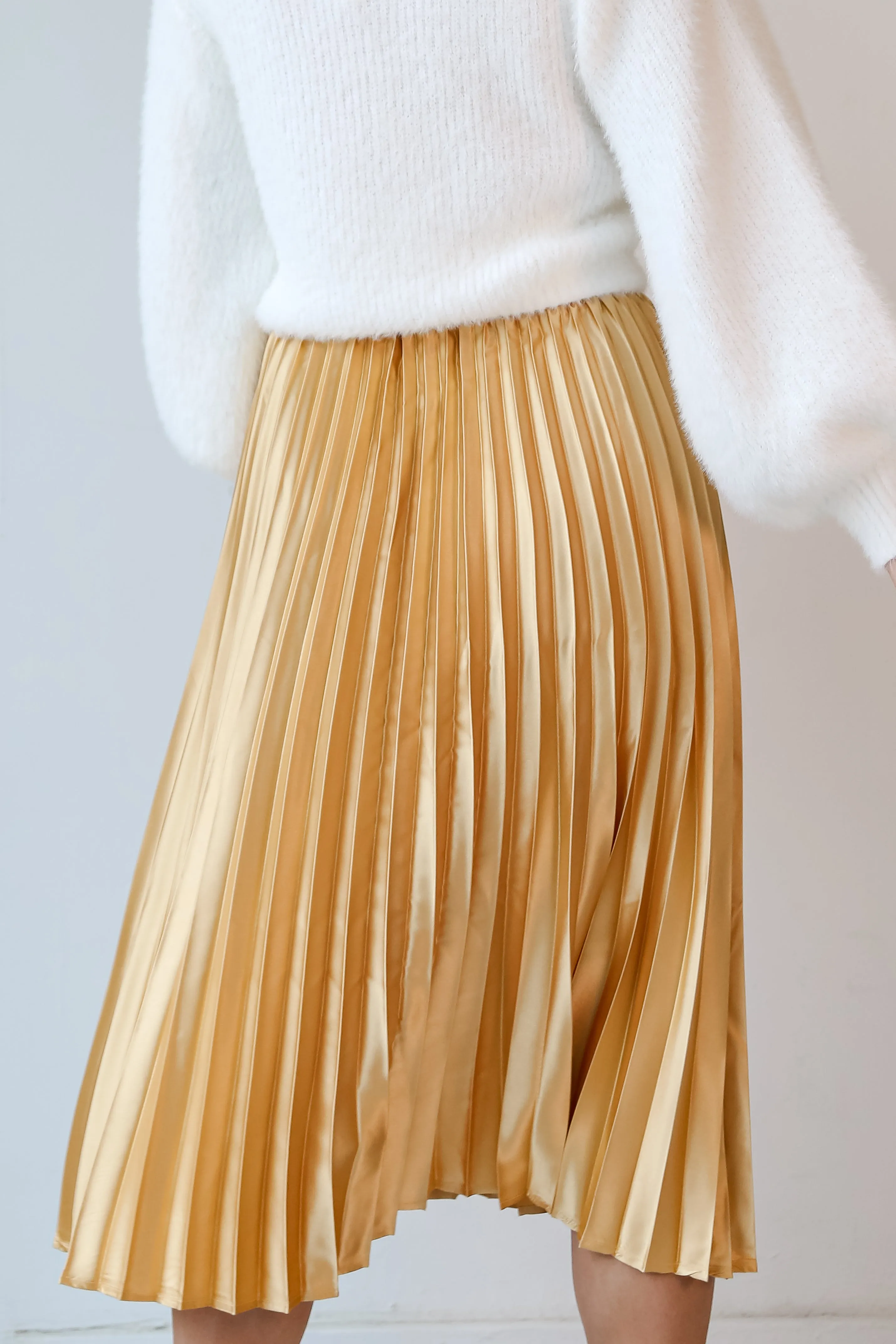 FINAL SALE - Fabulous Shine Satin Pleated Midi Skirt