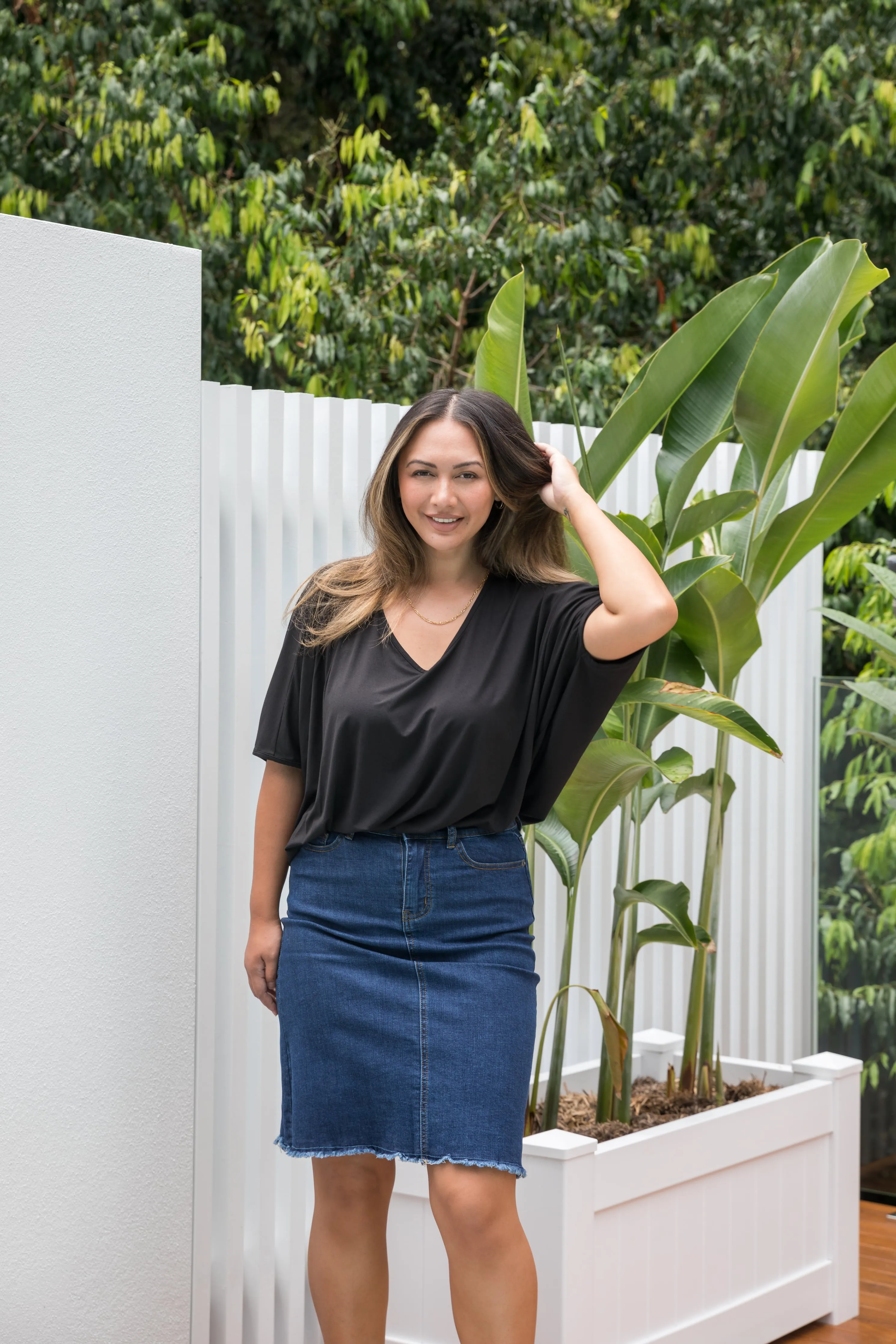 Frayed Denim Skirt | Dark Blue