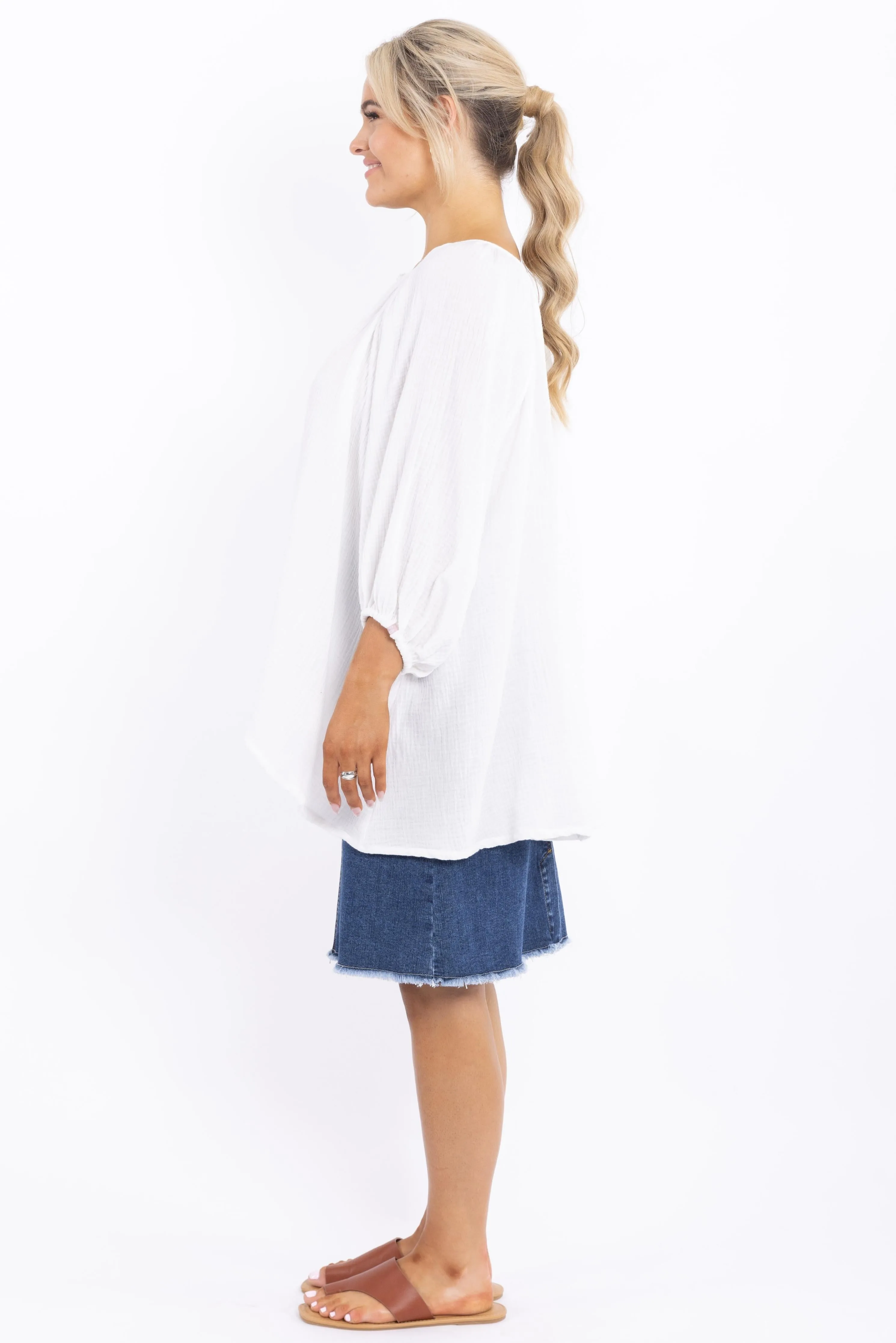 Frayed Denim Skirt | Dark Blue