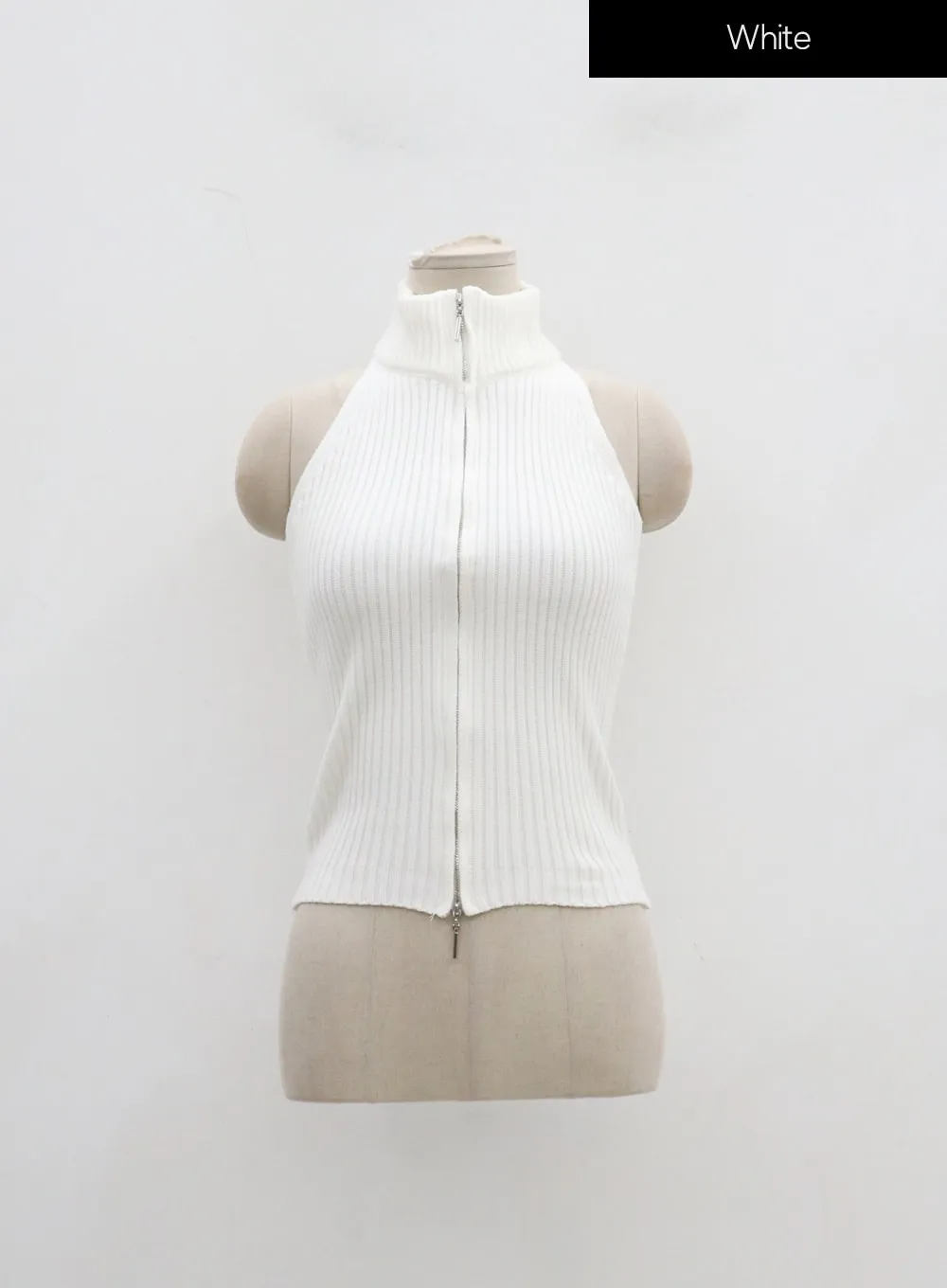 Front Zipper Knit Tank Top And Bolero Set IJ310