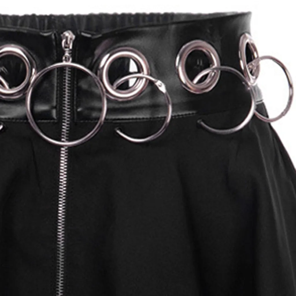 Funki Buys | Skirts | Women's Gothic Punk Ring Belt Mini Skirt