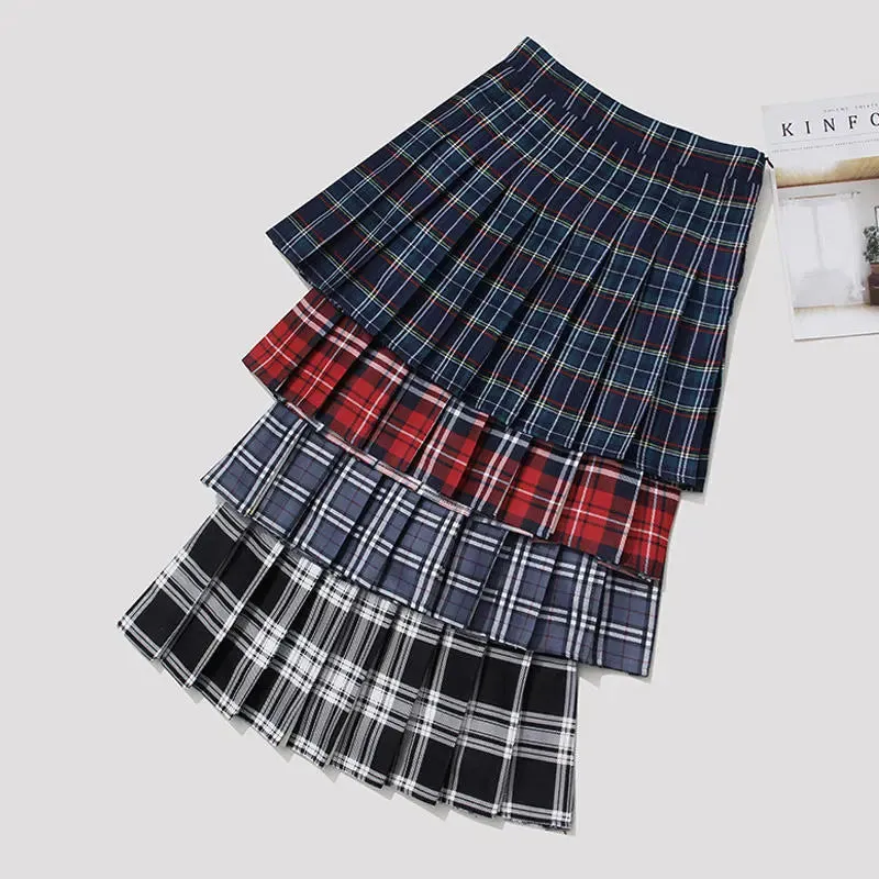 Funki Buys | Skirts | Women's Short Pleated Plaid Skirts | A-line