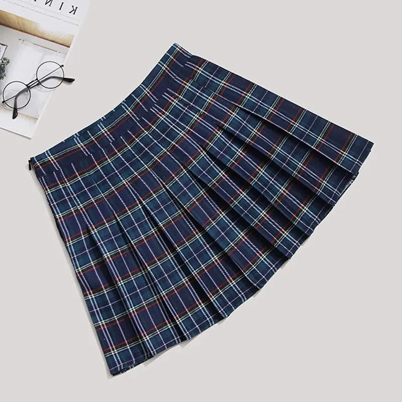 Funki Buys | Skirts | Women's Short Pleated Plaid Skirts | A-line