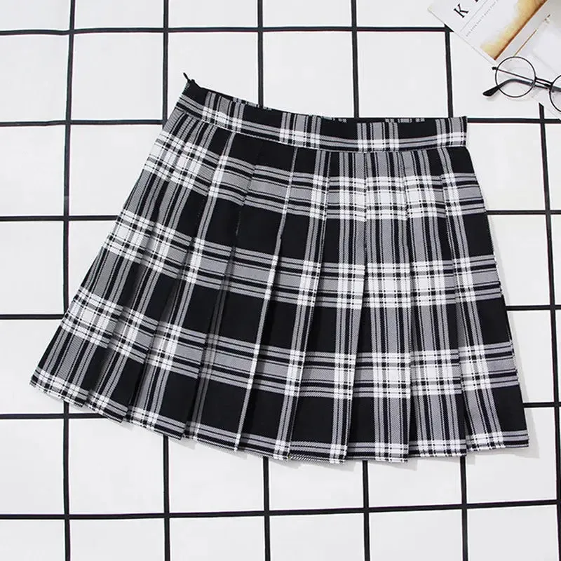 Funki Buys | Skirts | Women's Short Pleated Plaid Skirts | A-line