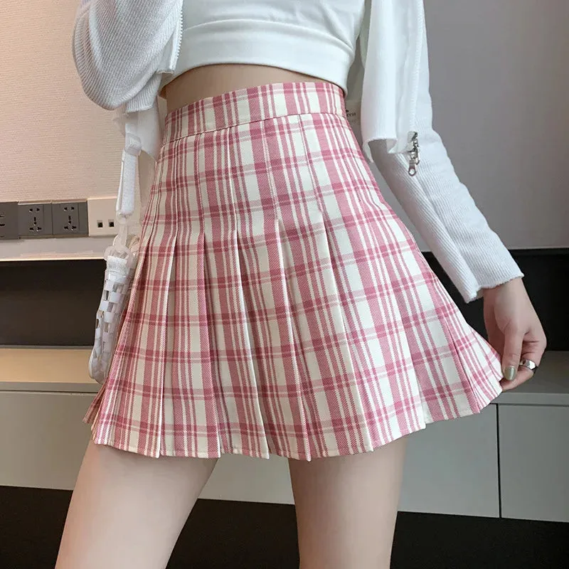 Funki Buys | Skirts | Women's Short Pleated Plaid Skirts | A-line