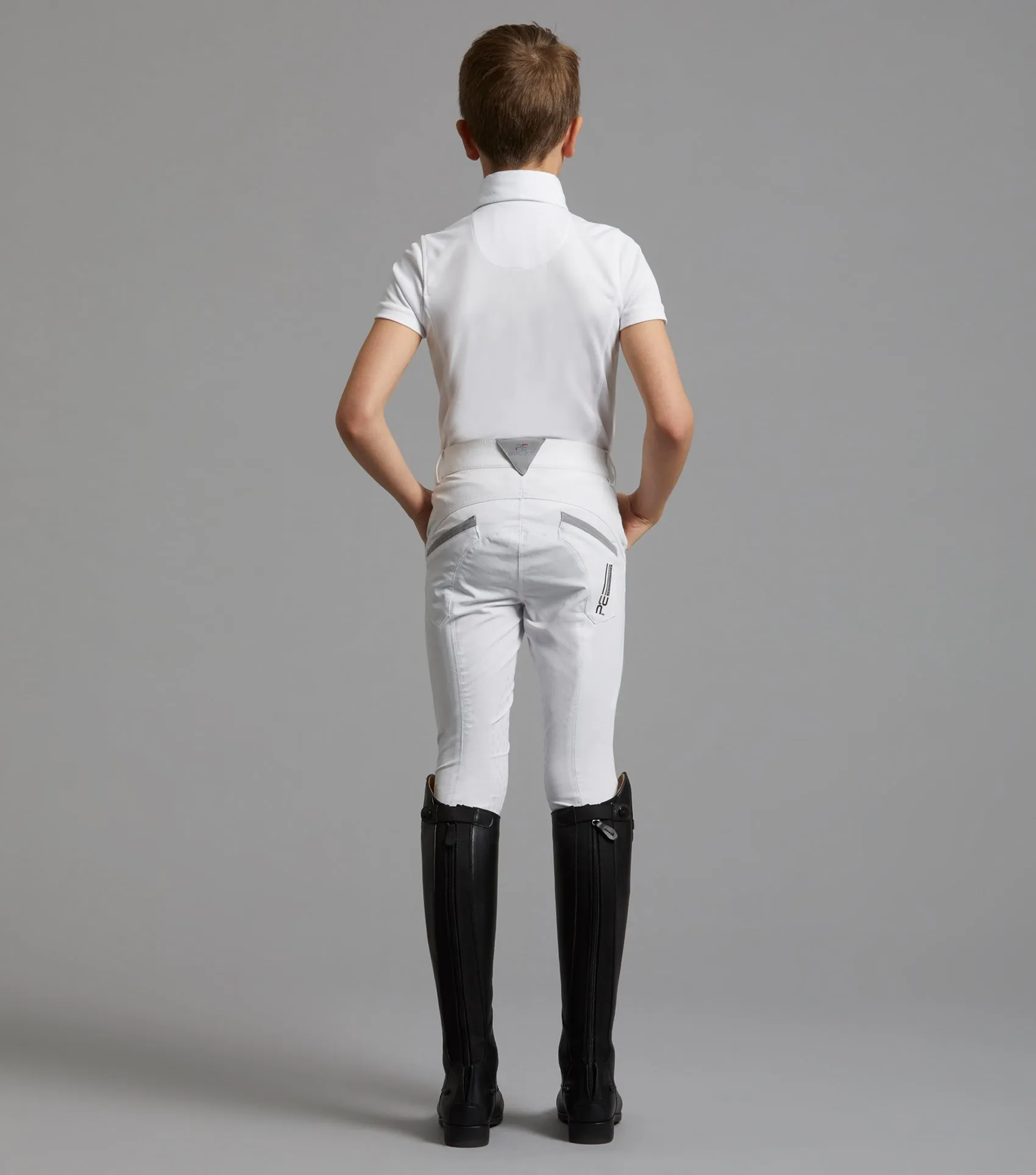 Gando Boys Gel Knee Competition Riding Breeches White