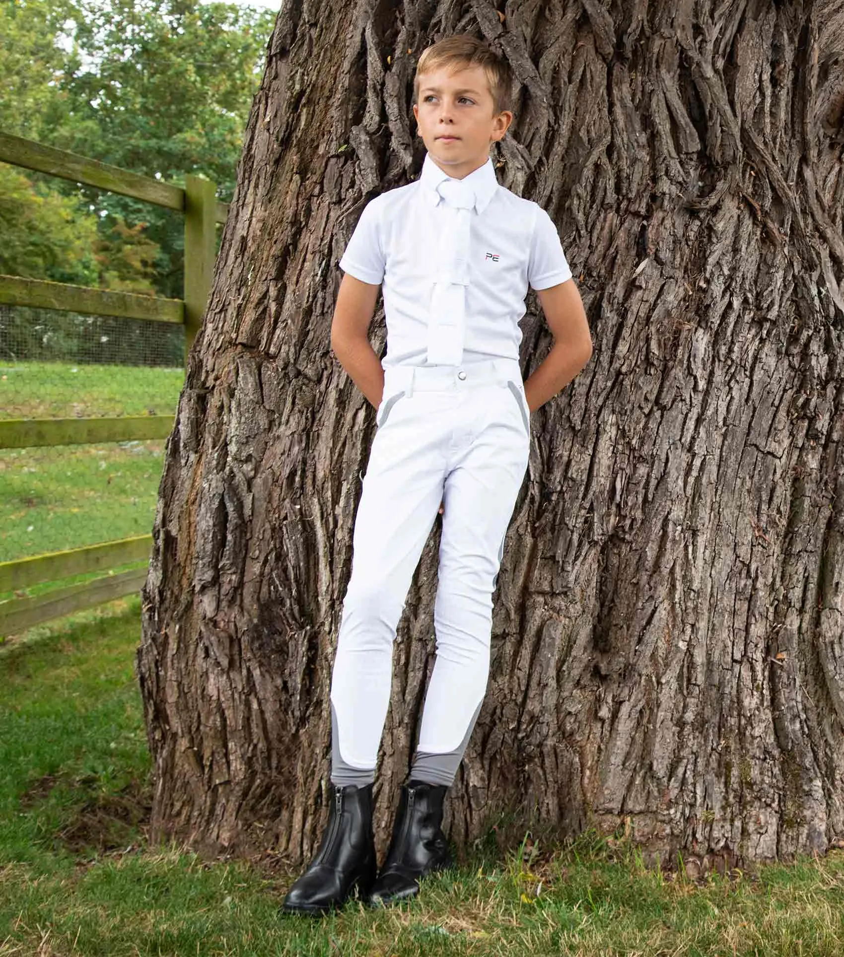 Gando Boys Gel Knee Competition Riding Breeches White