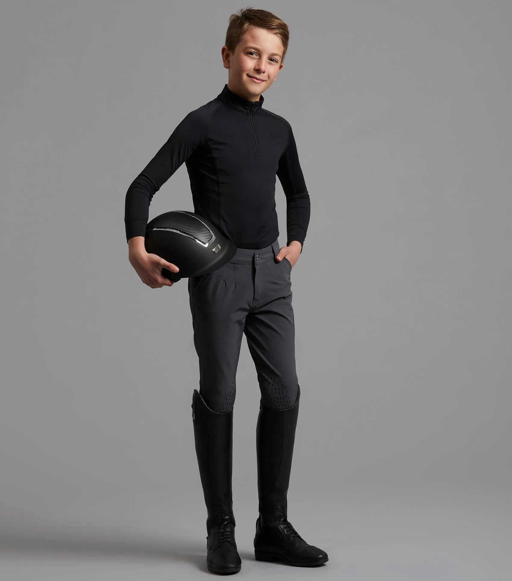 Gando Boys Gel Knee Riding Breeches Anthracite Grey