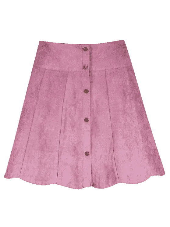 Gorgeous Snap Button High Waist A Line Skirt