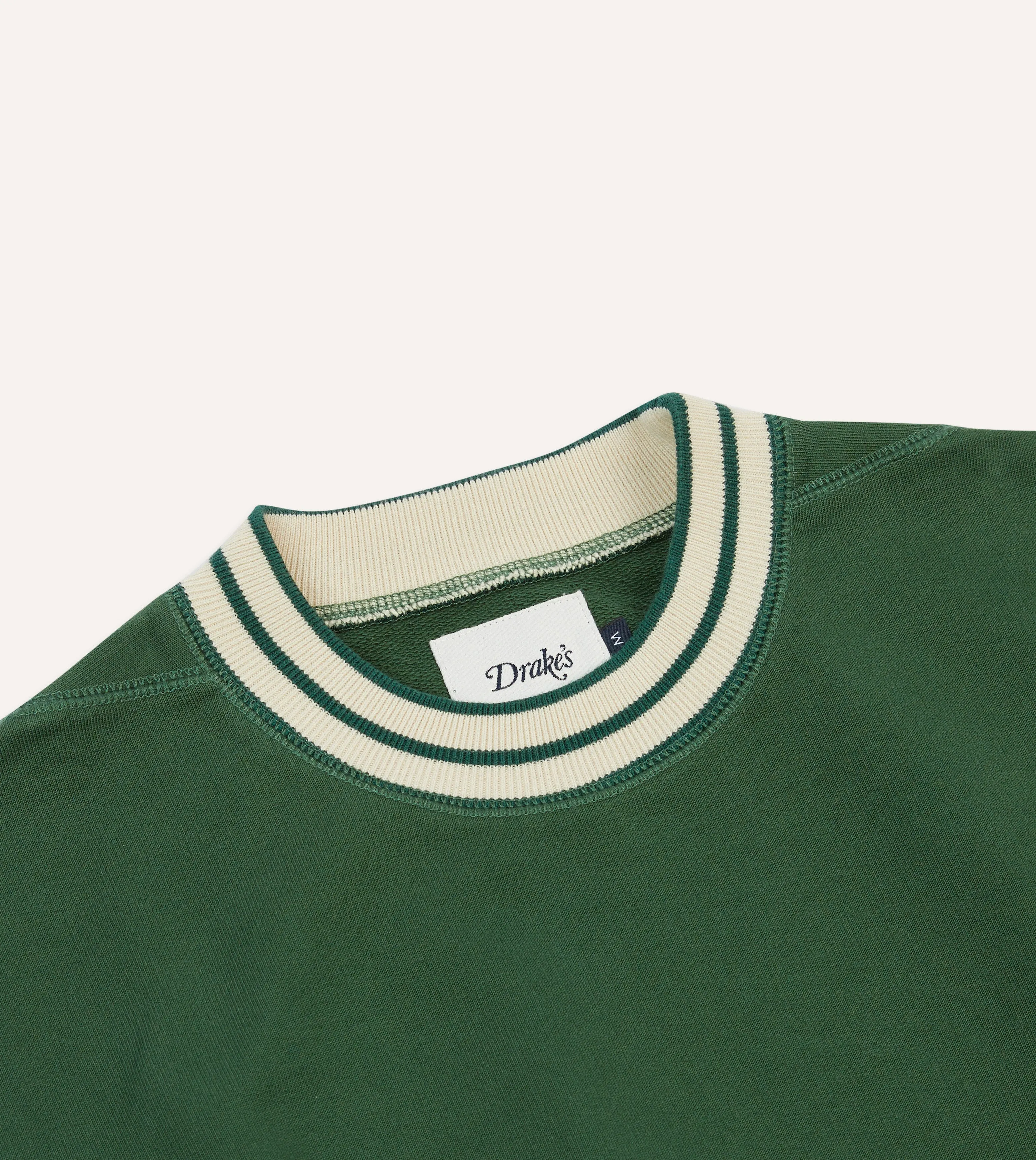 Green Striped Rib Cotton Jersey Sweatshirt