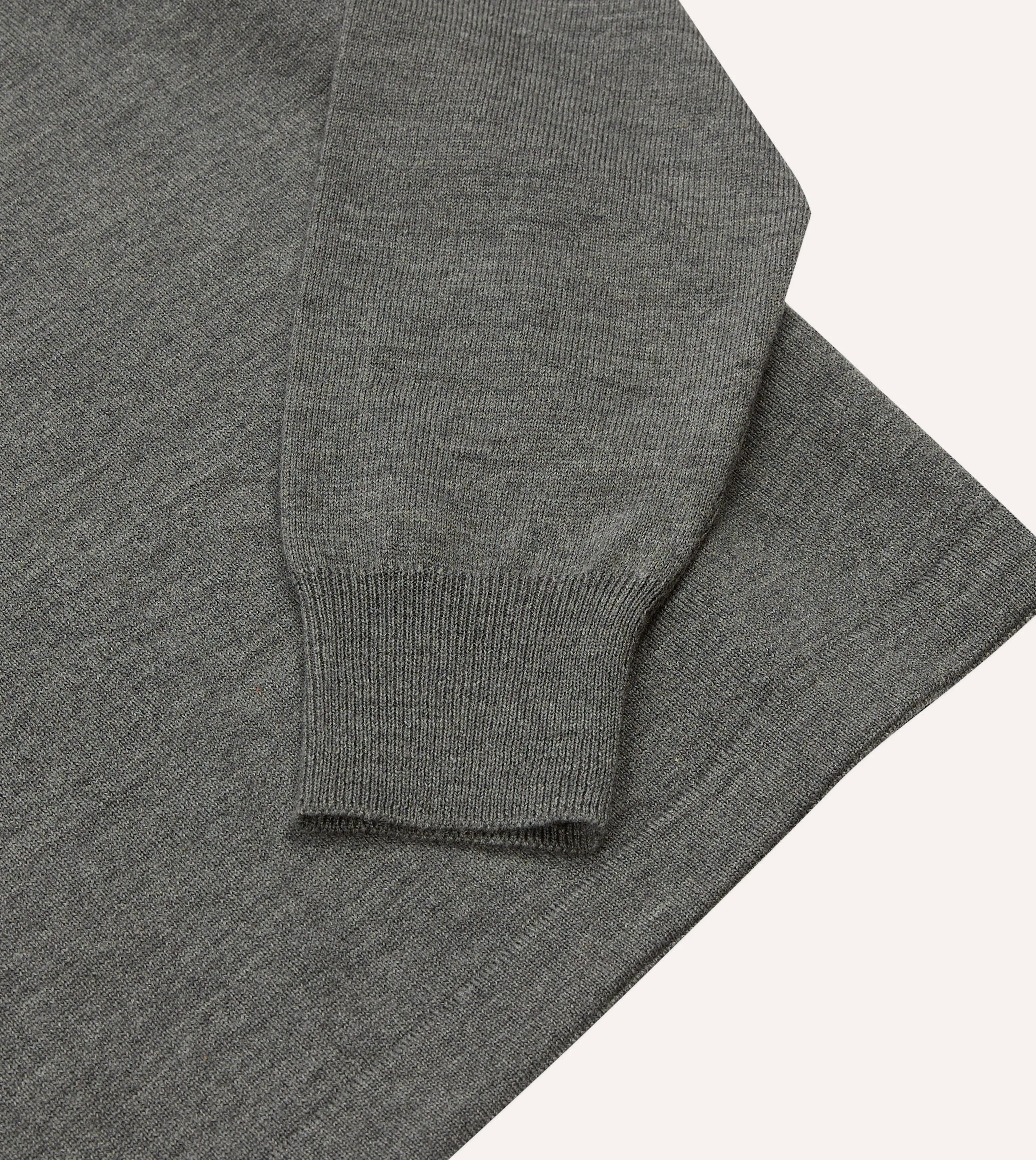 Grey Merino Wool Knitted Rugby Shirt