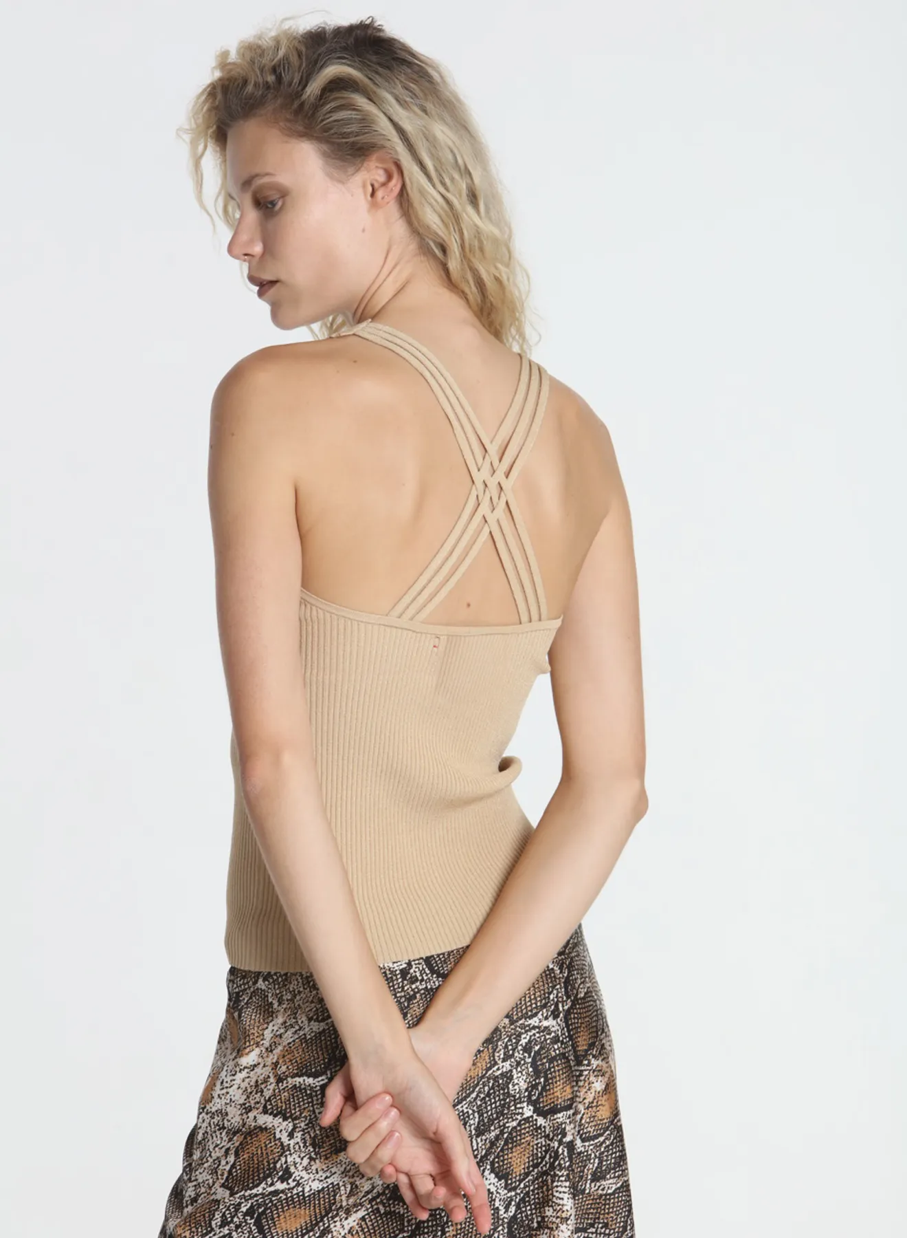 Halle Rib Halter - Pale Gold