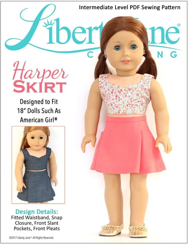 Harper Skirt 18" Doll Clothes Pattern