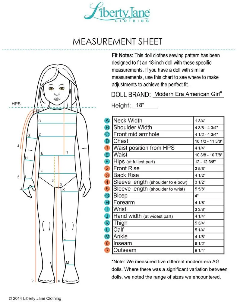 Harper Skirt 18" Doll Clothes Pattern