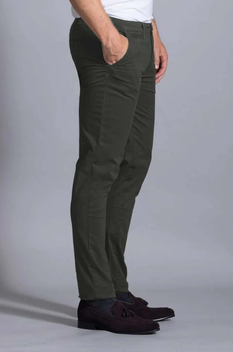 Hastin Brushed Cotton Chino: Evergreen