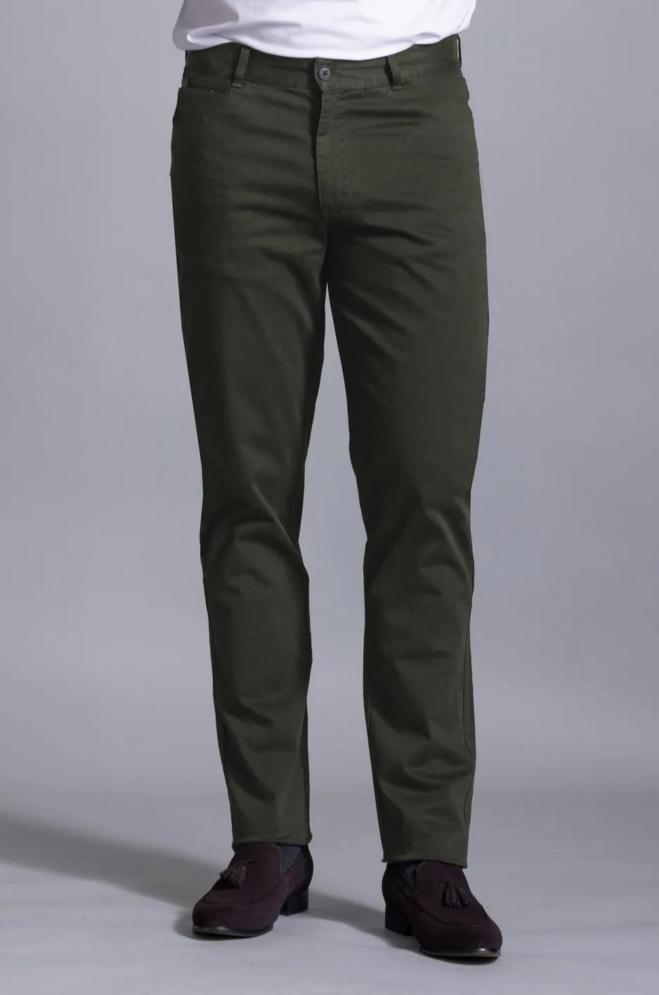 Hastin Brushed Cotton Chino: Evergreen