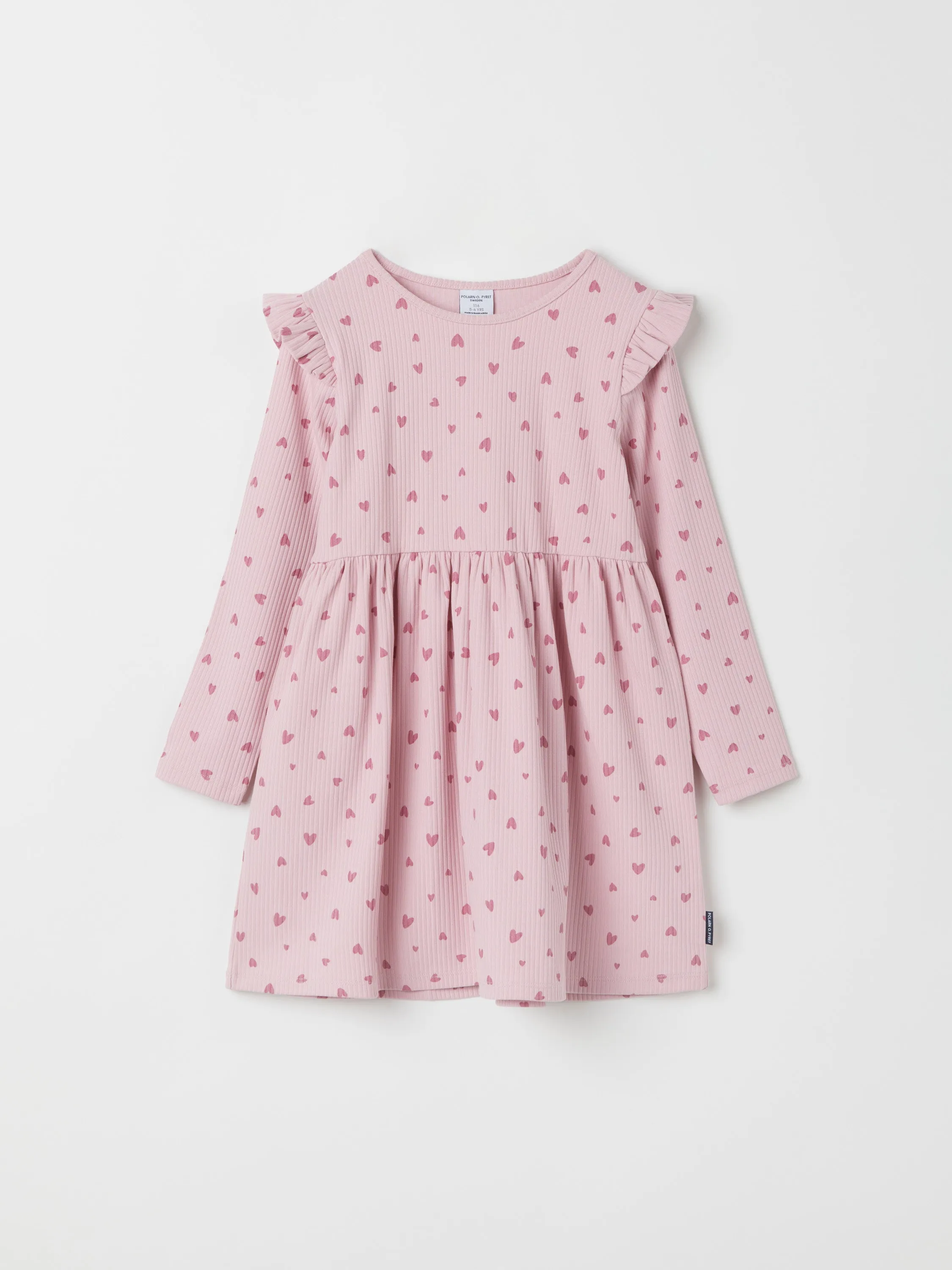 Heart Print Ribbed Kids Dress