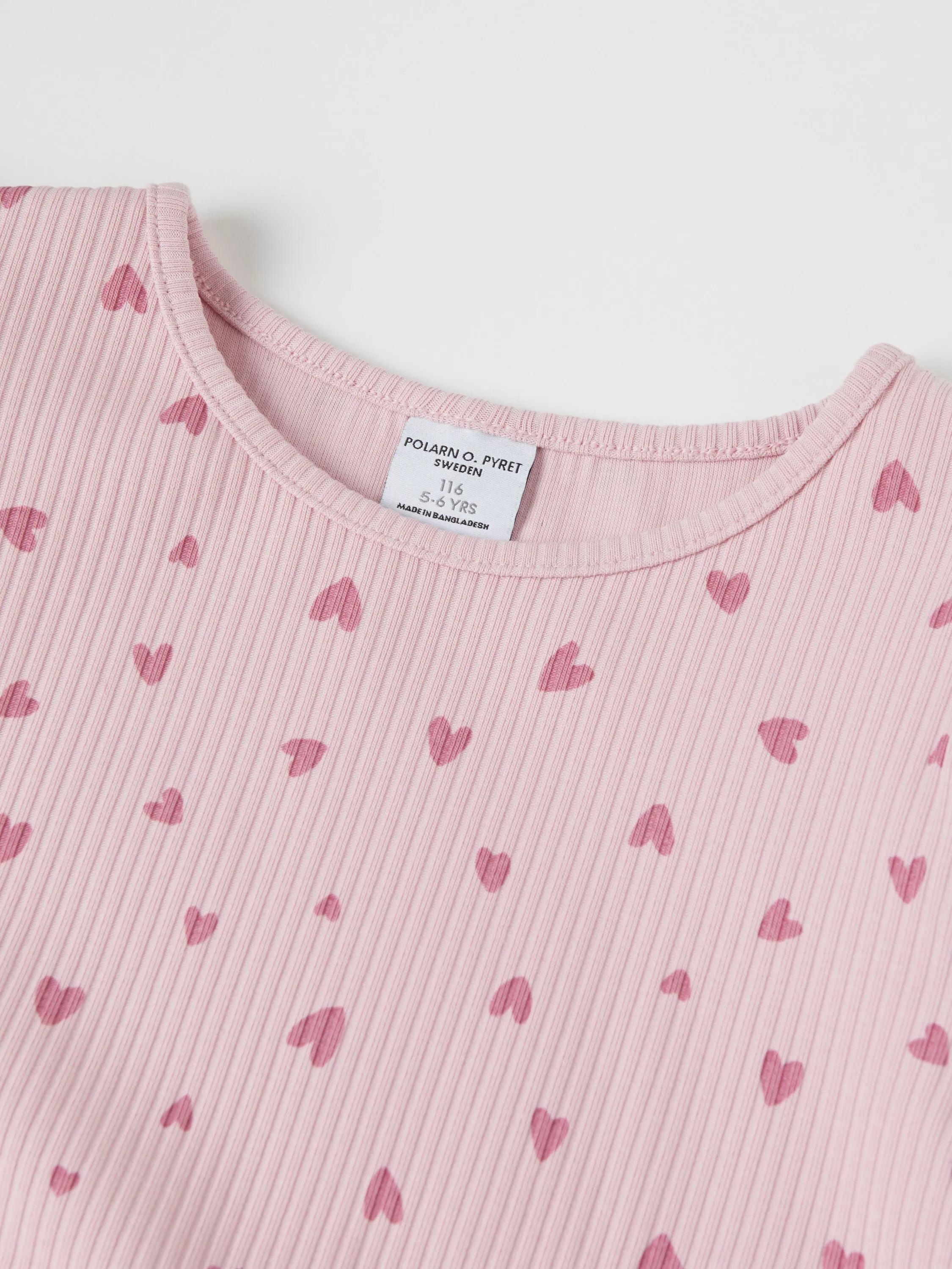 Heart Print Ribbed Kids Dress