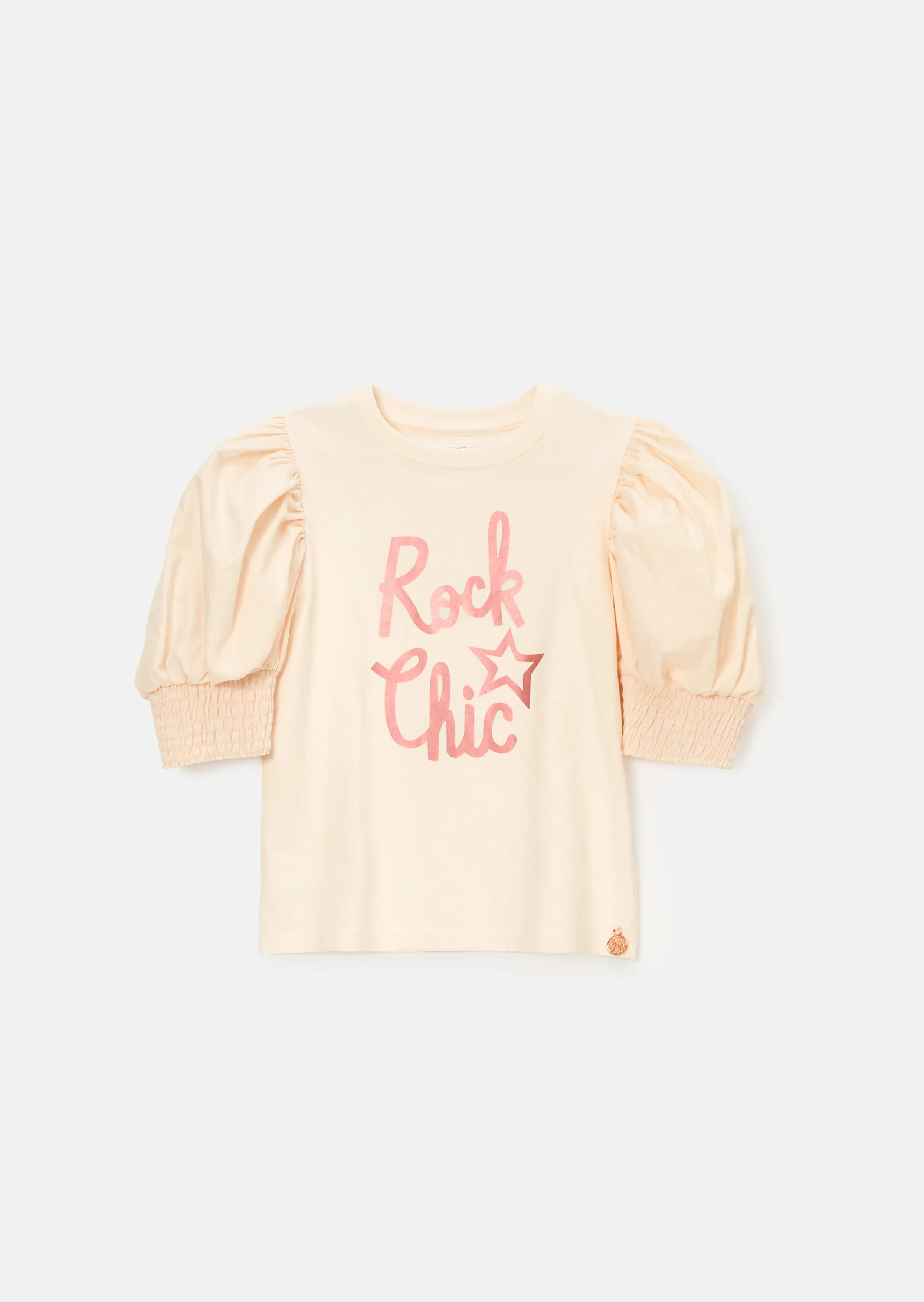 Heidi Pink Puff Sleeve Rock Tee