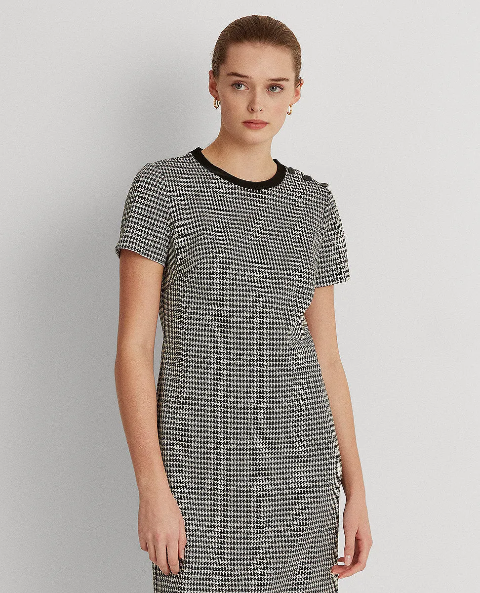 Houndstooth Jacquard Dress In Black/Cream