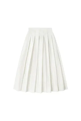 Jasmine Pleated High Waist Poly Wool Midi Skirt