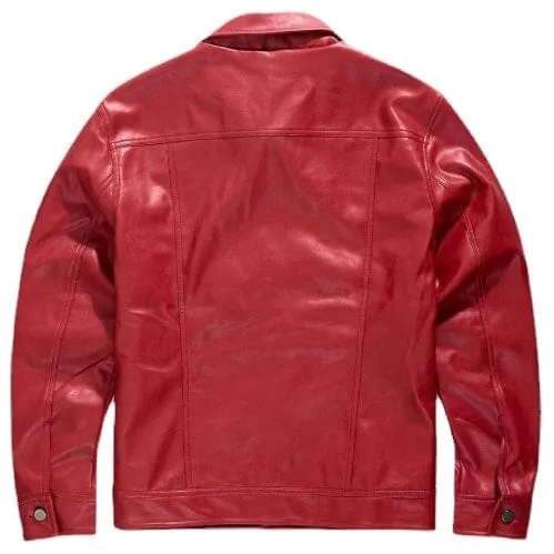 Jc Faux Leather Jacket (Red) - JJ1218RED