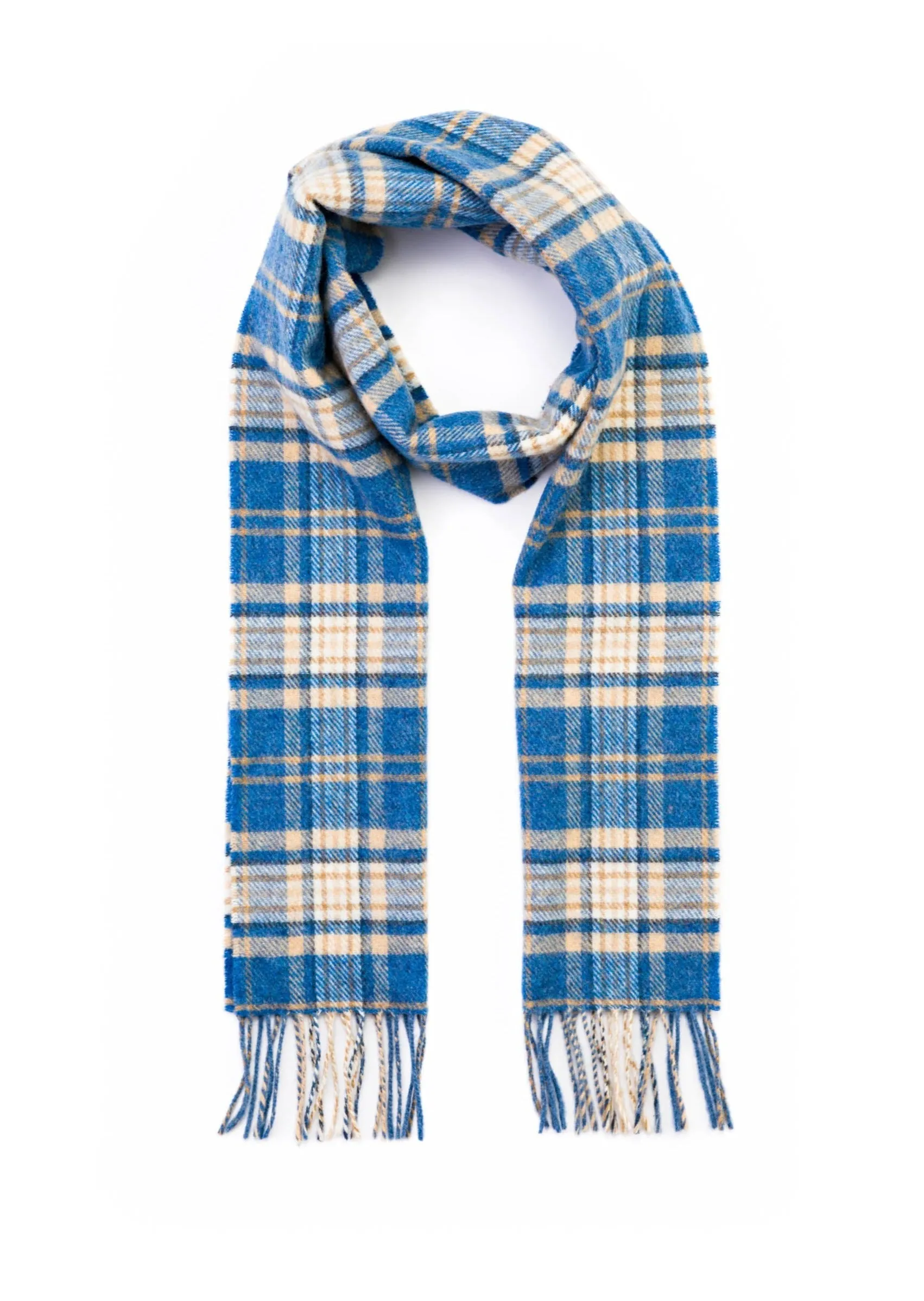 John Hanly Check Scarf | Blue Beige