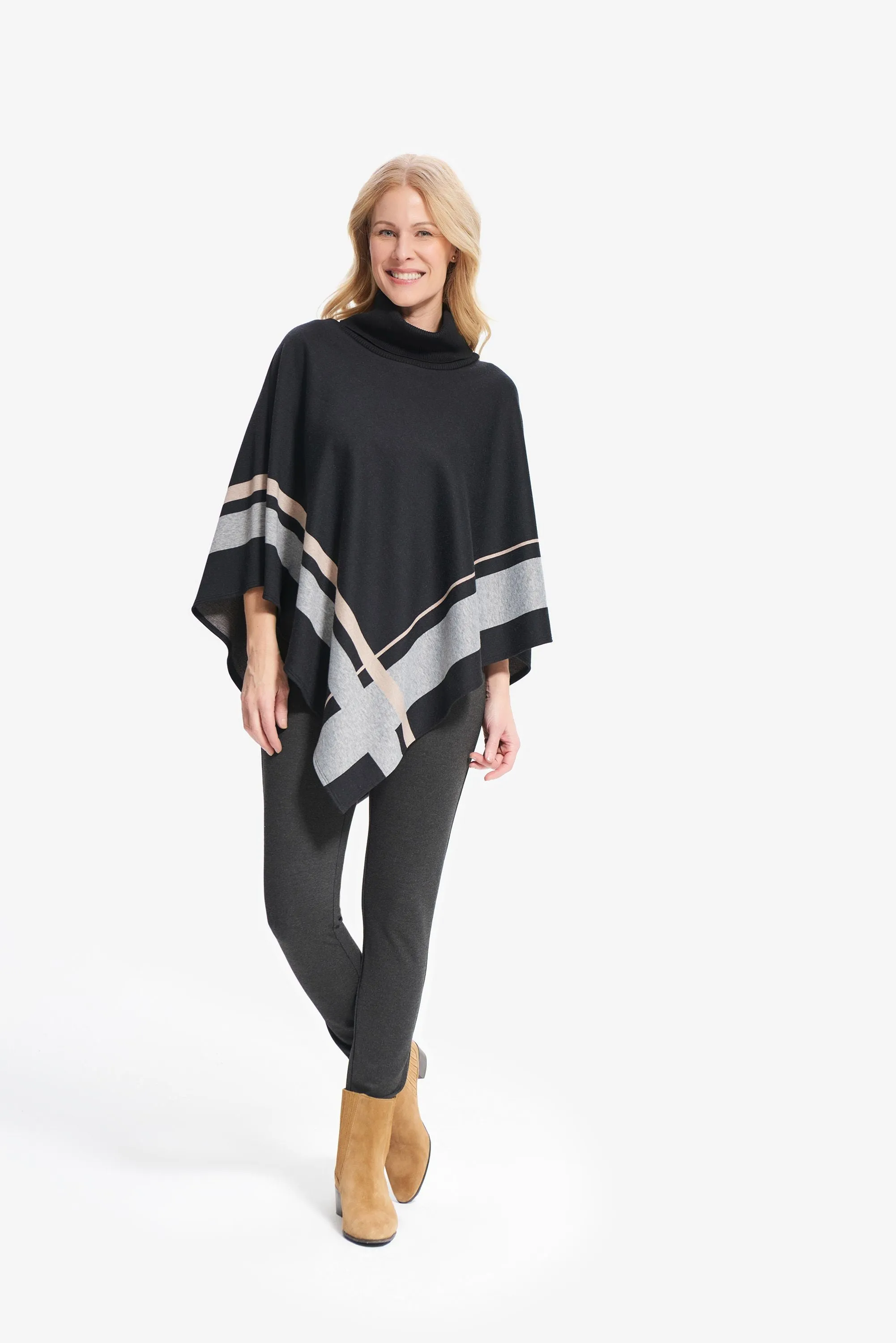 Joseph Ribkoff Vertical Lines Poncho Cardigan