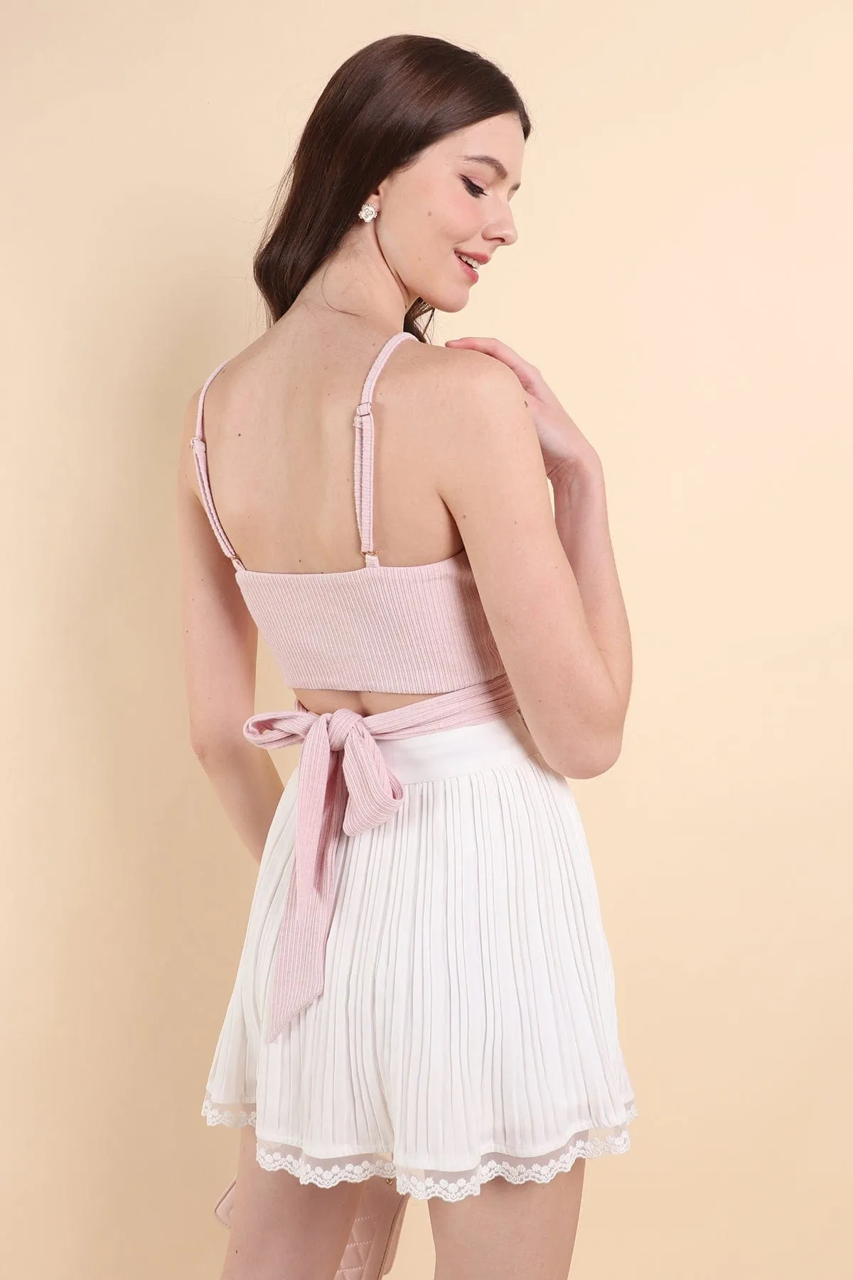 JUL HALTER PADDED TIE-BACK TOP IN PINK