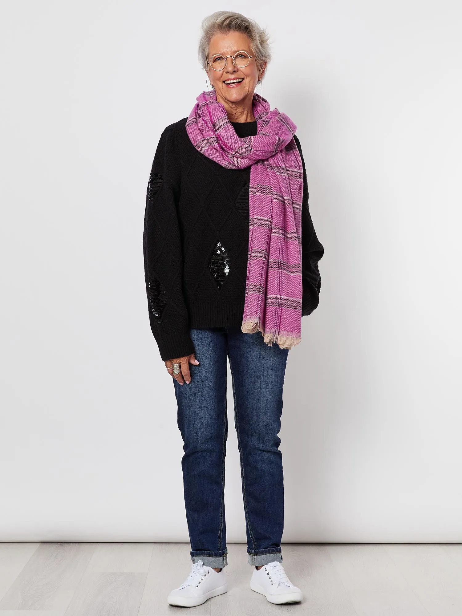 Keegan Printed Scarf - Fuchsia